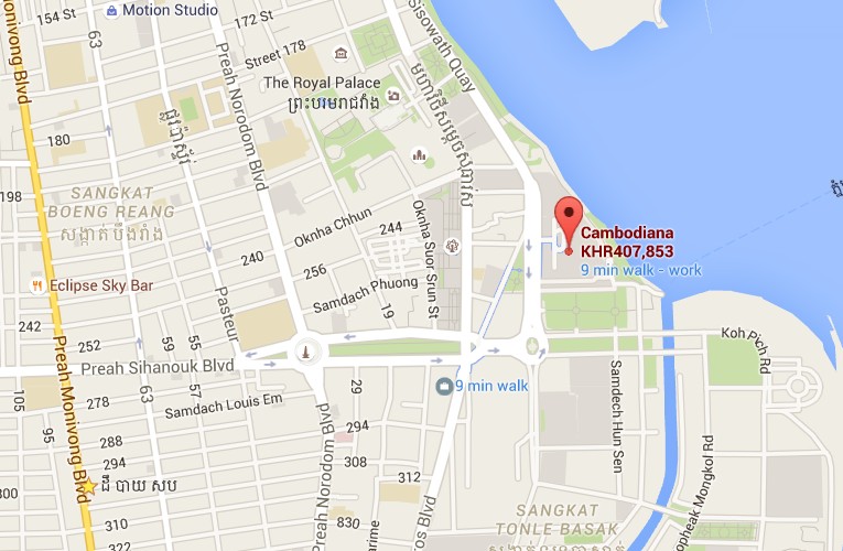 ទីតាំងក្នុងផែនទីរបស់សណ្ឋាគារកាំបូឌីយ៉ាណា